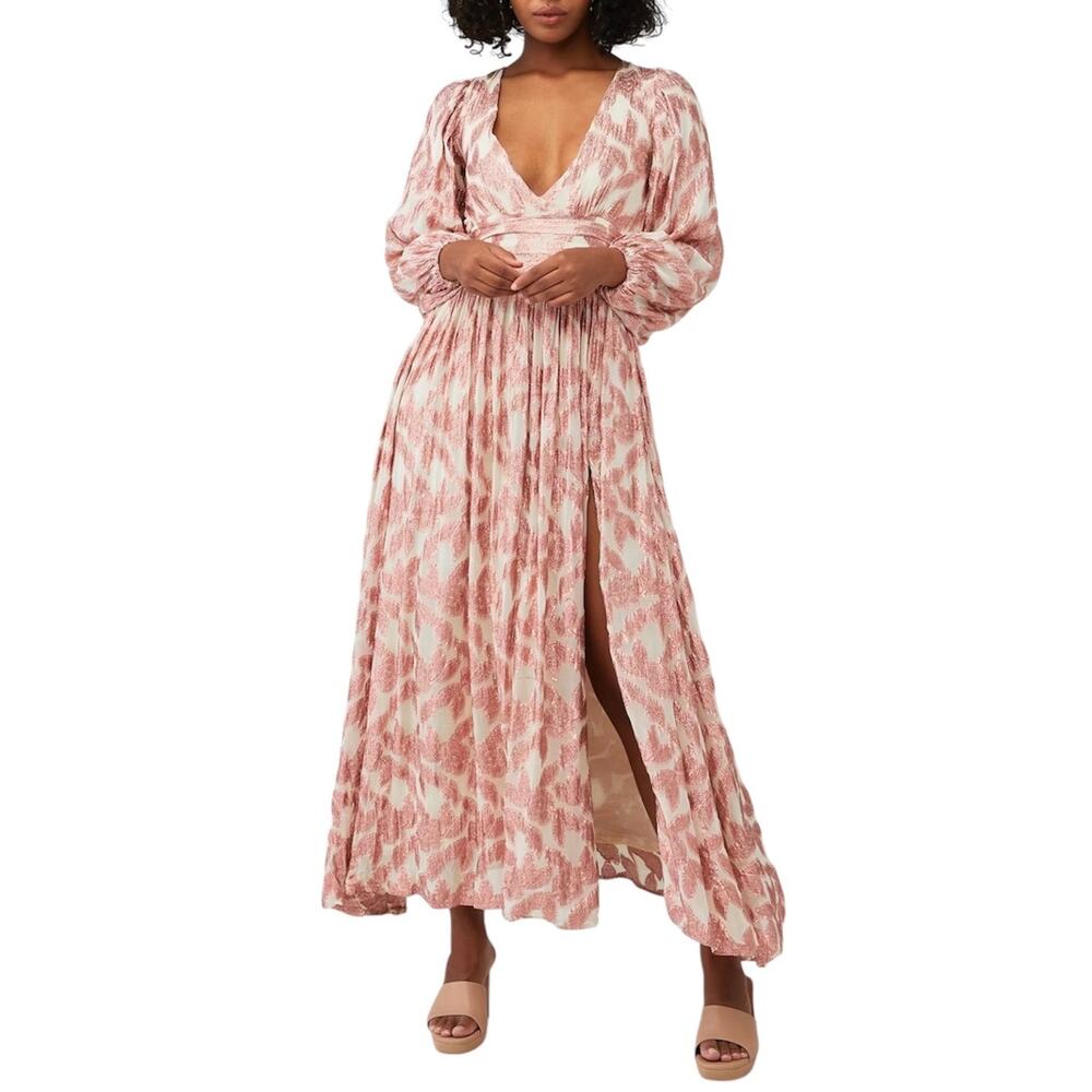 Jen’s Pirate Booty Women’s Rising Star Lapis Long Sleeve V-Neck Maxi Dress Small